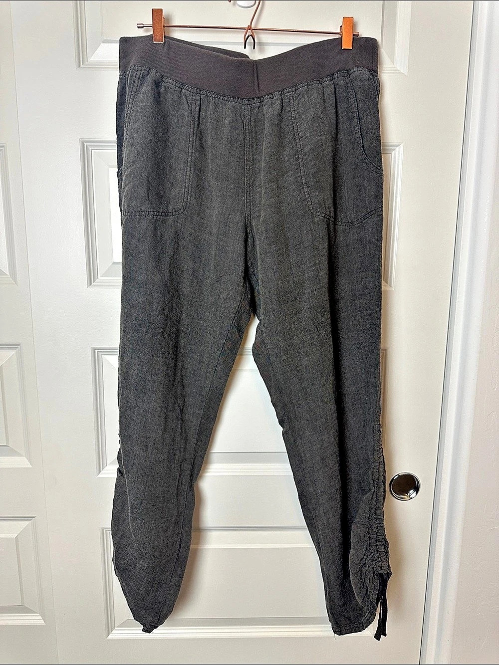 Toad & Co Linen Jogger Pants in Gray Brown Minimalist Hiking Size XL